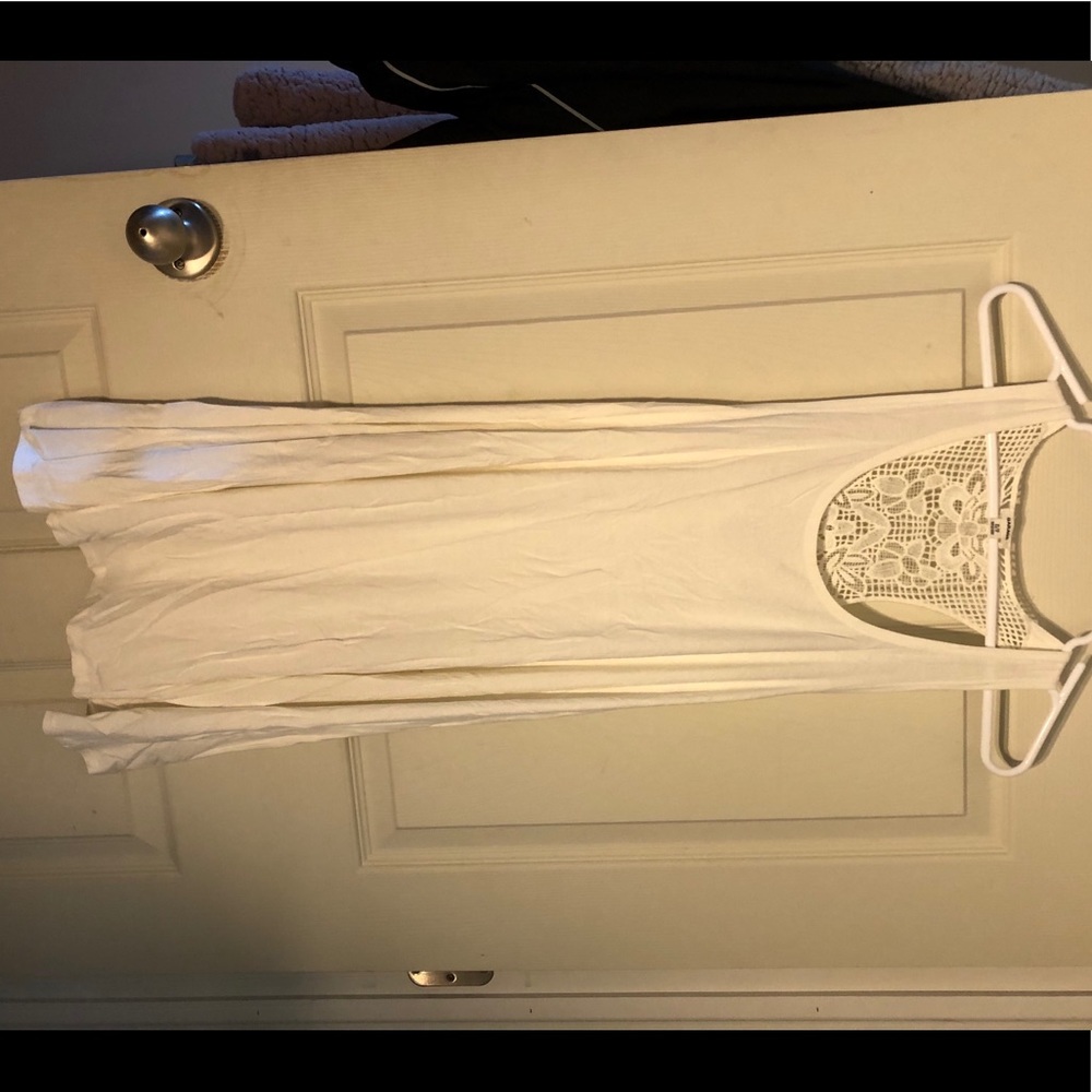 Flowy White Lace Backed Dress